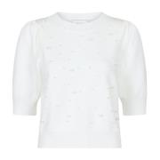 Neo Noir Mjuk pärlstickad tee topp White, Dam