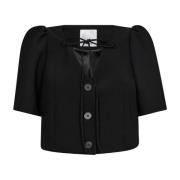 Co'Couture Svart Crop Tie Blazer Black, Dam