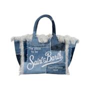 MC2 Saint Barth Denim Vanity Väska med Fransar Multicolor, Dam