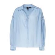 Pinko Placid Blue V-Neck Blouse Blue, Dam