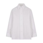 Jil Sander Vit Bomull Poplin Skjorta med Juvel Detalj White, Dam