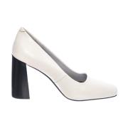 Jeffrey Campbell Vita Läder Låg Profil Medium Häl Pumps White, Dam