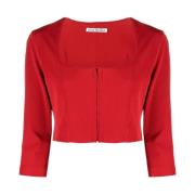 Acne Studios Röd Square-Cut Cropped Top Red, Dam