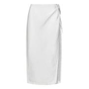 Ralph Lauren Nevis Linen Wrap Midi Skirt White, Dam