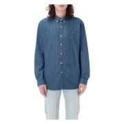 Ralph Lauren Denim Custom Fit Button-Down Skjorta Blue, Herr