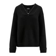 Tom Ford Elegant Alpaca Blend V-Neck Sweater Black, Dam