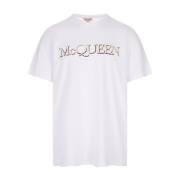 Alexander McQueen Vit Bomull T-shirt Rund Hals White, Herr