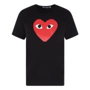 Comme des Garçons Play Svart T-shirt med hjärttryck Black, Dam