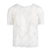 Ermanno Scervino Spetsig Boxy T-shirt White, Dam