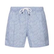 Fedeli Blå badshorts med prickigt och geometriskt blommönster Blue, He...