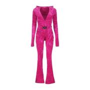 Versace Sammet Huvklänning med Medusa Detalj Pink, Dam