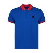 Moncler Tricolor Polo Skjorta Klassisk Passform Kortärmad Blue, Herr
