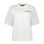 Moncler Logo Oversized Rund Hals T-shirt White, Dam