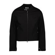 Courrèges Denim Bikerjacka med Hög Krage Black, Herr