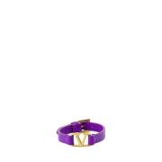 Valentino Garavani Signature VLogo Läderarmband Purple, Dam