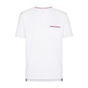 Thom Browne Vit T-shirt med Rwb Fick Trim White, Herr