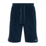 MC2 Saint Barth Blå Terry Cloth Shorts med Logo Blue, Herr