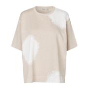 Masai Tryckt Oversize T-shirt Beige Melange Beige, Dam