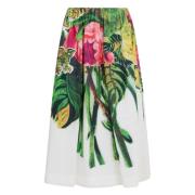 Marni Poplin kjol med mystisk blommönster Multicolor, Dam