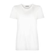 Moncler Vit Bomull T-shirt med Logopatch White, Dam