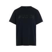 Mugler Svart Bomull T-shirt med Logotyp Black, Dam