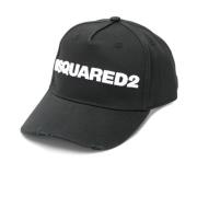 Dsquared2 Svart Baseballkeps Slitet Effekt Black, Herr