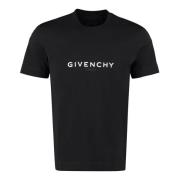 Givenchy Räfflad Crew-Neck Bomull T-shirt Black, Herr