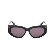 Max Mara Fyrkantiga solglasögon för kvinnor Svart Blank Black, Dam