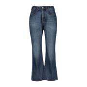 Victoria Beckham Utställda jeans i rå blå denim Blue, Dam