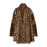 Dolce & Gabbana Leopardmönstrad Fuskpälsjacka Brown, Dam