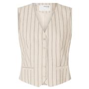 Selected Femme Pin Stripe Vest för Kvinnor Beige, Dam