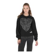 Love Moschino Svart bomulls sweatshirt med inlägg detalj Black, Dam
