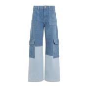 Ganni Blå Vintage Cutline Denim Jeans Multicolor, Dam
