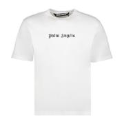 Palm Angels Logo Print Rund Hals T-shirt White, Herr
