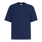 Marni bomulls oversized t-shirt med lappar Blue, Herr