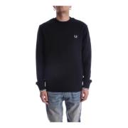 Fred Perry Blått Ikoniskt Logosweatshirt för Män Blue, Herr