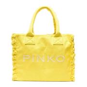Pinko Gul Canvas Strand Shoppingväska Yellow, Dam
