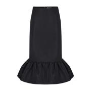 Nina Ricci Taffeta Midi Kjol Svart Black, Dam