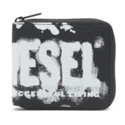 Diesel Plånbok med dragkedja i logotryckt tyg Black, Unisex