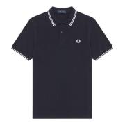 Fred Perry Marino/Blanco Twin Tipped Polo Shirt Blue, Herr
