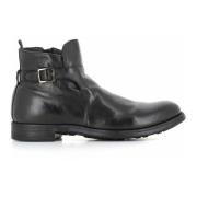 Officine Creative Svart Läder Dragkedja Ankel Boot Black, Herr