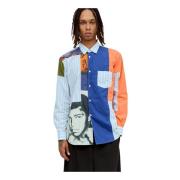 Comme des Garçons Patchwork Bomull Poplin Skjorta Multicolor, Herr