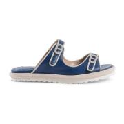 Dee Ocleppo Dubbelrem Lädersandal Blue, Dam