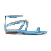 Dee Ocleppo Satin Bow Ankelrem Sandal Blue, Dam