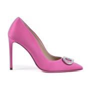 Dee Ocleppo Satinpump med silverlogo Pink, Dam