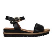 Tamaris Svart Lädersandal med Spänne Stängning Black, Dam