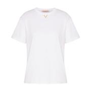 Valentino Garavani Vit Bomull Jersey V-Logo T-shirt White, Dam