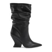 Dee Ocleppo Svart Nappa Punkt Tå Kilboots Black, Dam