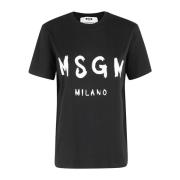 Msgm Casual Bomull T-shirt Black, Dam
