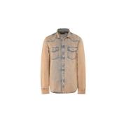 Moorer Vintage Denim Western Skjorta Orange, Herr